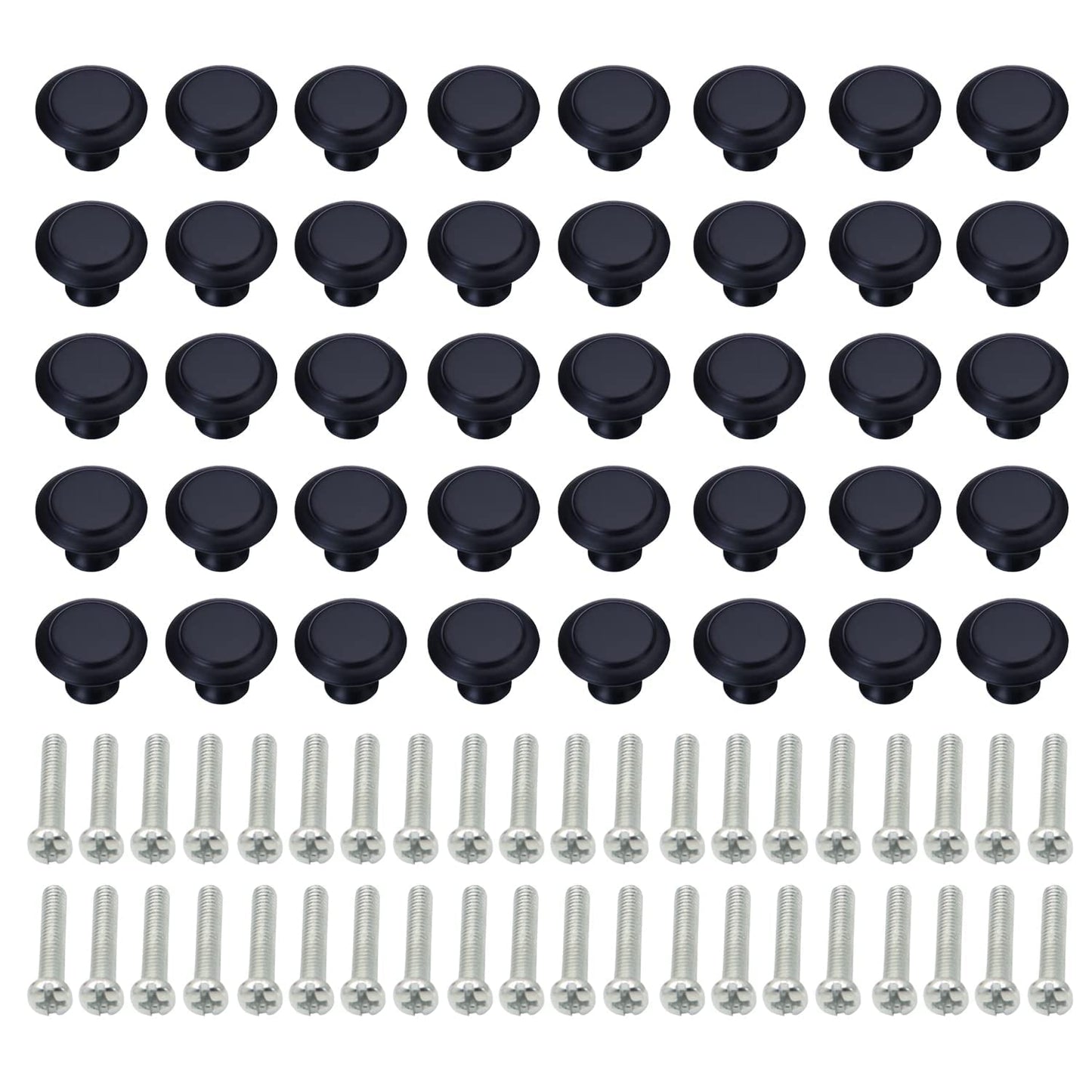 40 Pieces Black Round Kitchen Cabinet Knobs Dresser Knobs Drawer Knobs Drawer Pulls Door Knobs Dresser Handles Cabinet Hardware Cupboard Handles with Screws (1.2 inch)