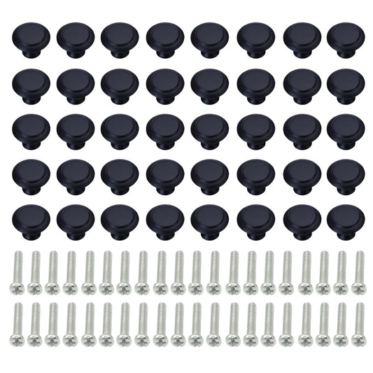 40 Pieces Black Round Kitchen Cabinet Knobs Dresser Knobs Drawer Knobs Drawer Pulls Door Knobs Dresser Handles Cabinet Hardware Cupboard Handles with Screws (1.2 inch)