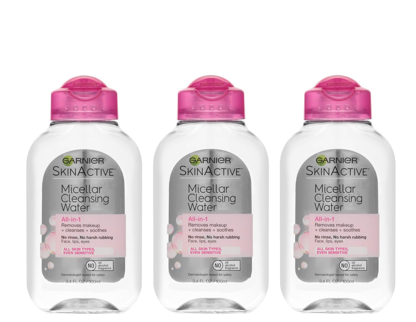 Garnier SkinActive Micellar Cleansing Water, For All Skin Types, 3.4 fl; oz., 3 Count