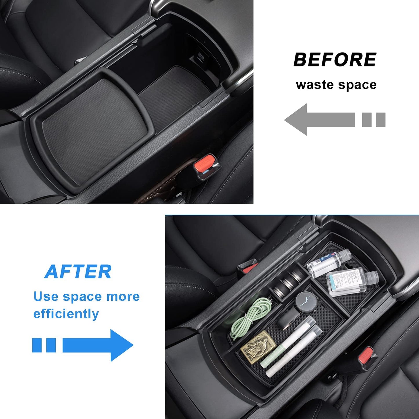 PIMCAR Center Console Organizer Compatible with Honda Accord 2018 2019 2020 2021 2022 ABS Plastic Material Armrest Box Insert Tray Pallet Accessories (NOT Fit for Manual Transmission Models) —Black