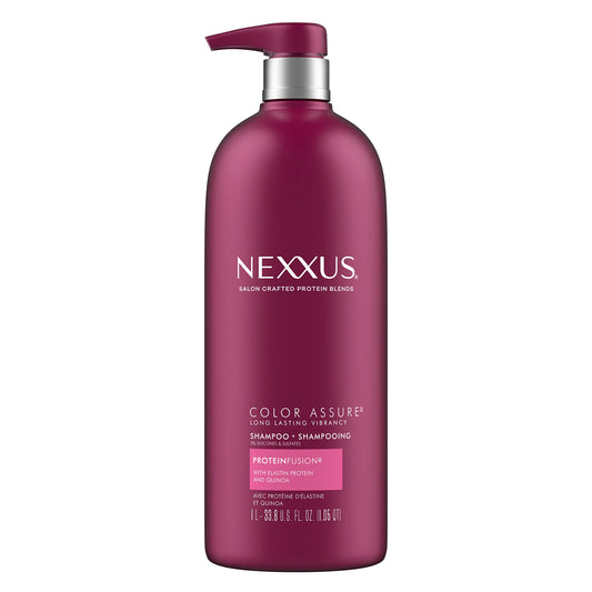 Nexxus Color Assure Sulfate-Free Shampoo with ProteinFusion For Color-Treated Hair for Enhanced Color Vibrancy, Silicone Free Shampoo with Pump 33.8 oz