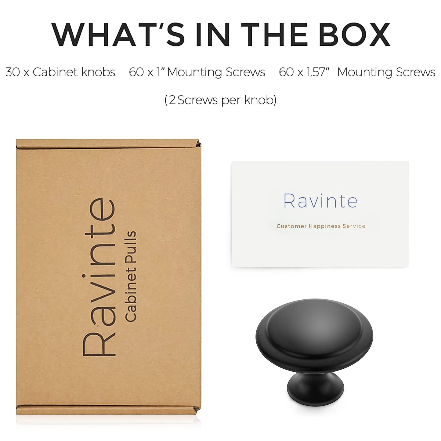 Ravinte 30 Pack Matte Black Kitchen Cabinet Knobs 1-1/4 Inch Round Drawer Pulls Flat Black Stainless Steel Drawer Handles Door Hardware for Dresser Cabinets