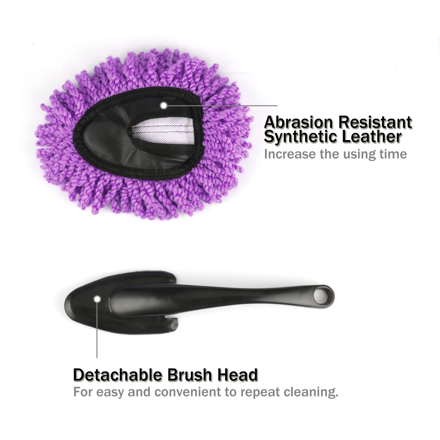 Amiss 2 Pack Mini Microfiber Car Dash Duster Brush, Multi-Functional Car Cleaning Brush, Car Interior Exterior Accessories, Cleaning and Washing Tool for Car - Purple