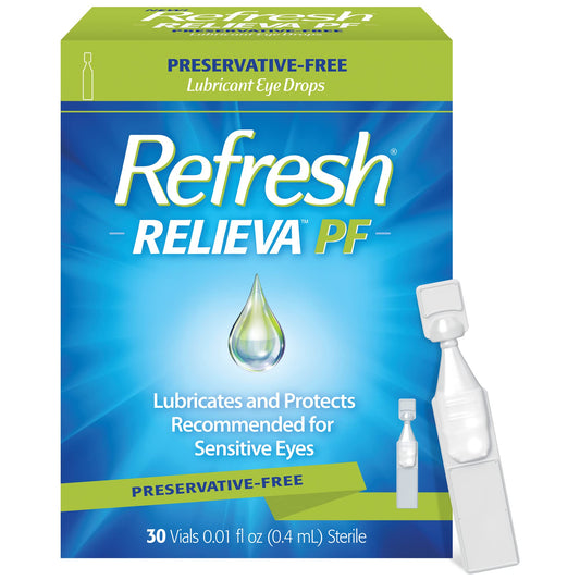 Refresh Relieva PF Lubricant Eye Drops, Preservative-Free, 0.01 Fl Oz Single-Use Containers, 30 Count