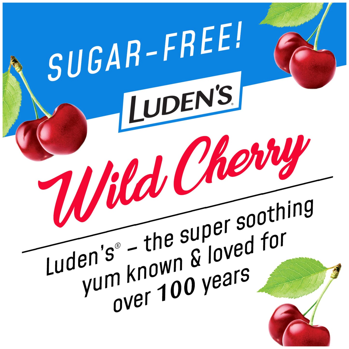 Luden's Sugar Free Wild Cherry Throat Drops, Sore Throat Relief, 75 Count