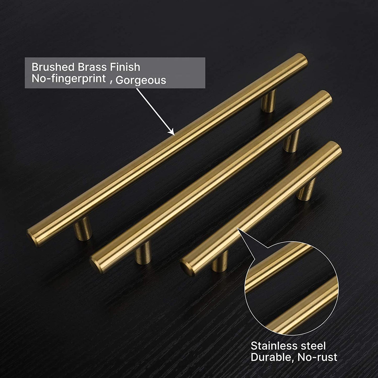 Haliwu 30 Pack/Gold Cabinet Pulls, Brushed Brass Handles Gold Dresser Drawer Pulls Stainless Steel Kitchen Hardware Gold 3 Inch Hole Center