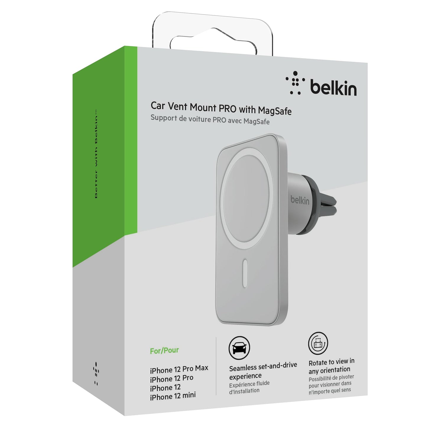 Belkin MagSafe Vent Mount Pro - MagSafe Phone Mount - Car Accessories - Magnetic Phone Holder for iPhone 14/ 13, iPhone 12 Pro Max, Pro, and Mini Models