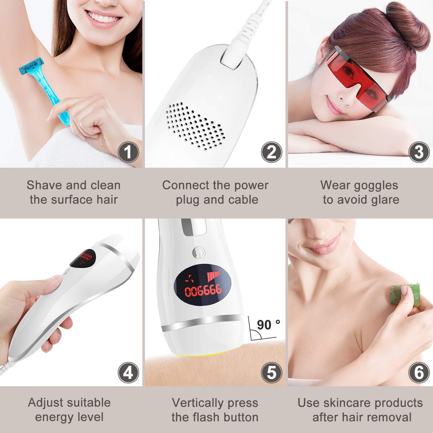 Laser Hair Removal IPL Hair Removal for Women and Men Permanent Painless at-Home Device Upgraded to 999,900 Flashes for Face Armpits Legs Arms Bikini Line