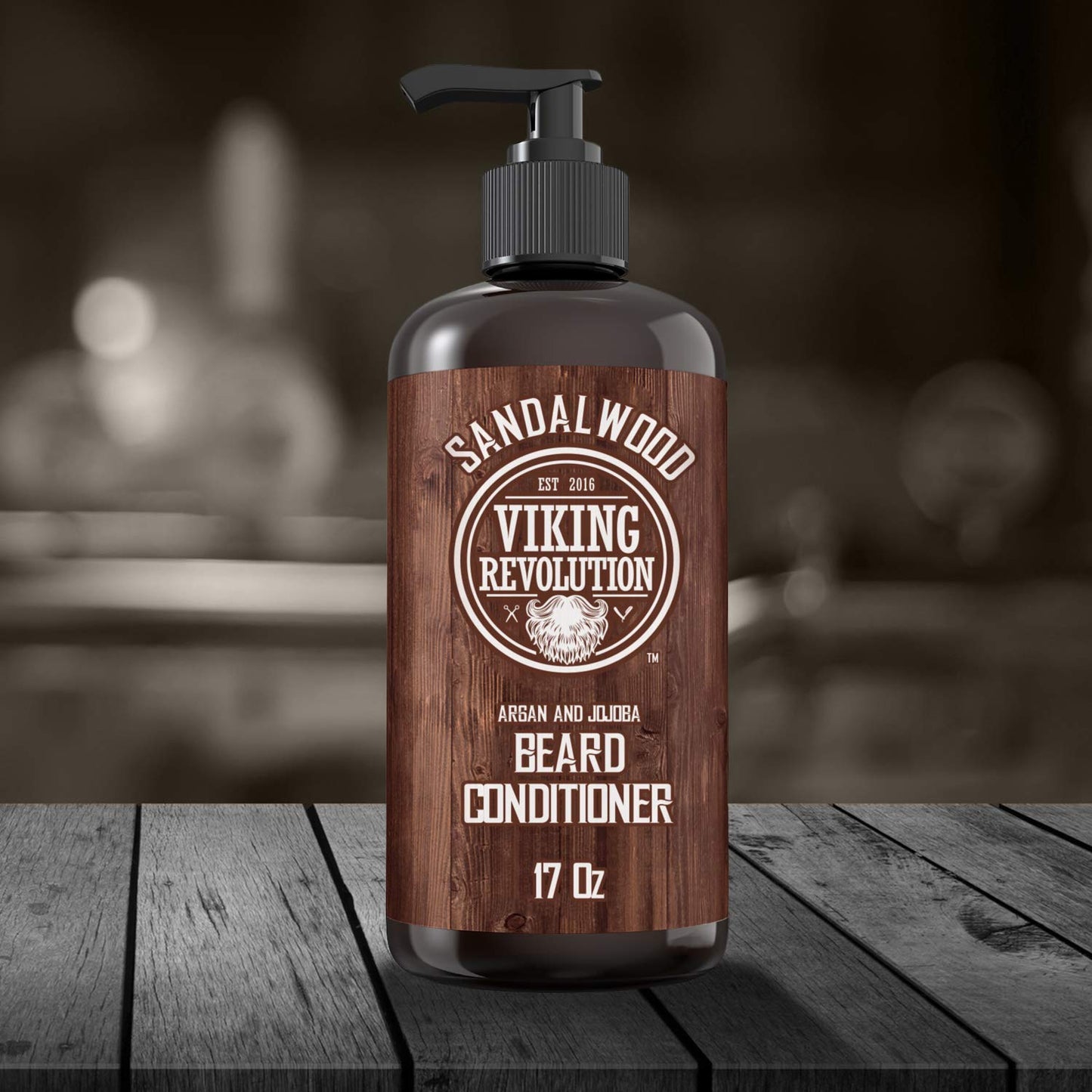 Viking Revolution Beard Conditioner w/Argan & Jojoba Oils - Softens & Strengthens - Sandalwood Scent - Beard Conditioner w/Beard Oil (17oz Conditioner)