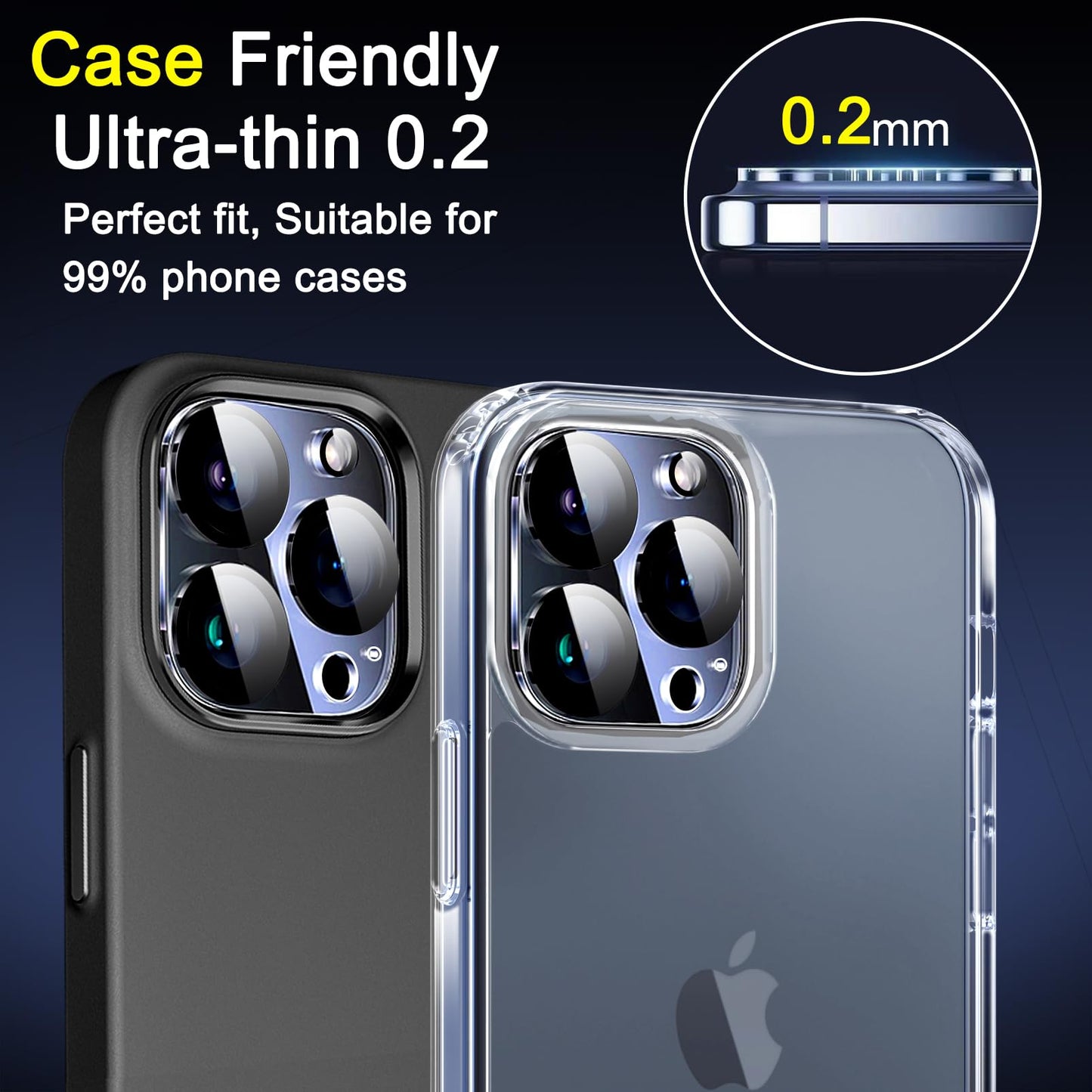 Ferilinso [6 Pack] Camera Lens Protector for iPhone 14 Pro Max iPhone 15 Pro Max iPhone 14 Pro iPhone 15 Pro Accessories Camera Screen Cover 9H Glass Unbreakable Protection Case Friendly