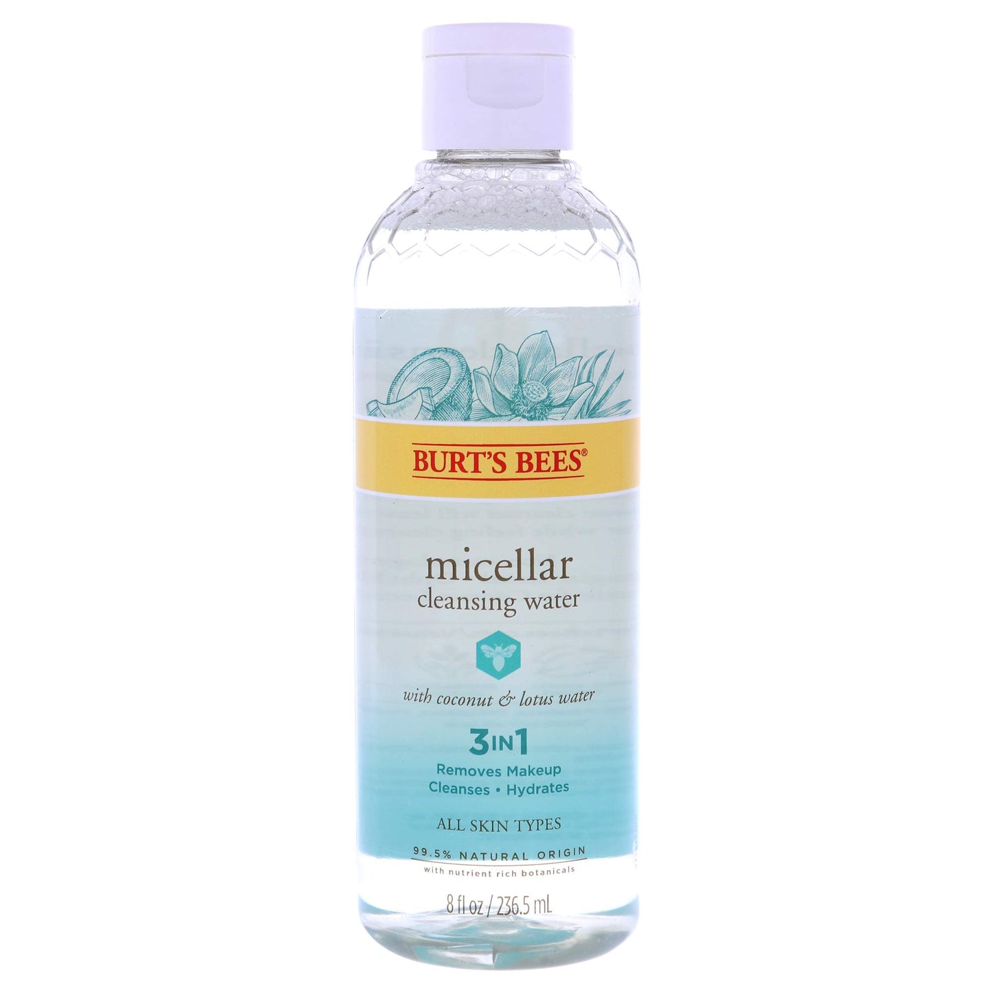 Burt's Bees Micellar Cleansing Water with Coconut & Lotus Extract, 8 Oz (Package May Vary)