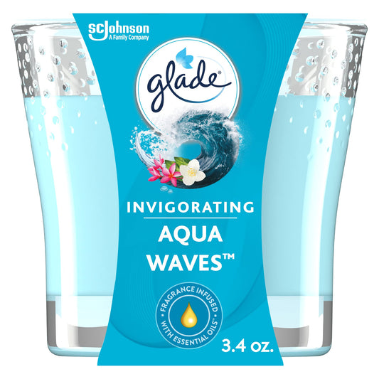 Glade Candle Jar, Air Freshener, Aqua Waves, 3.4 Oz