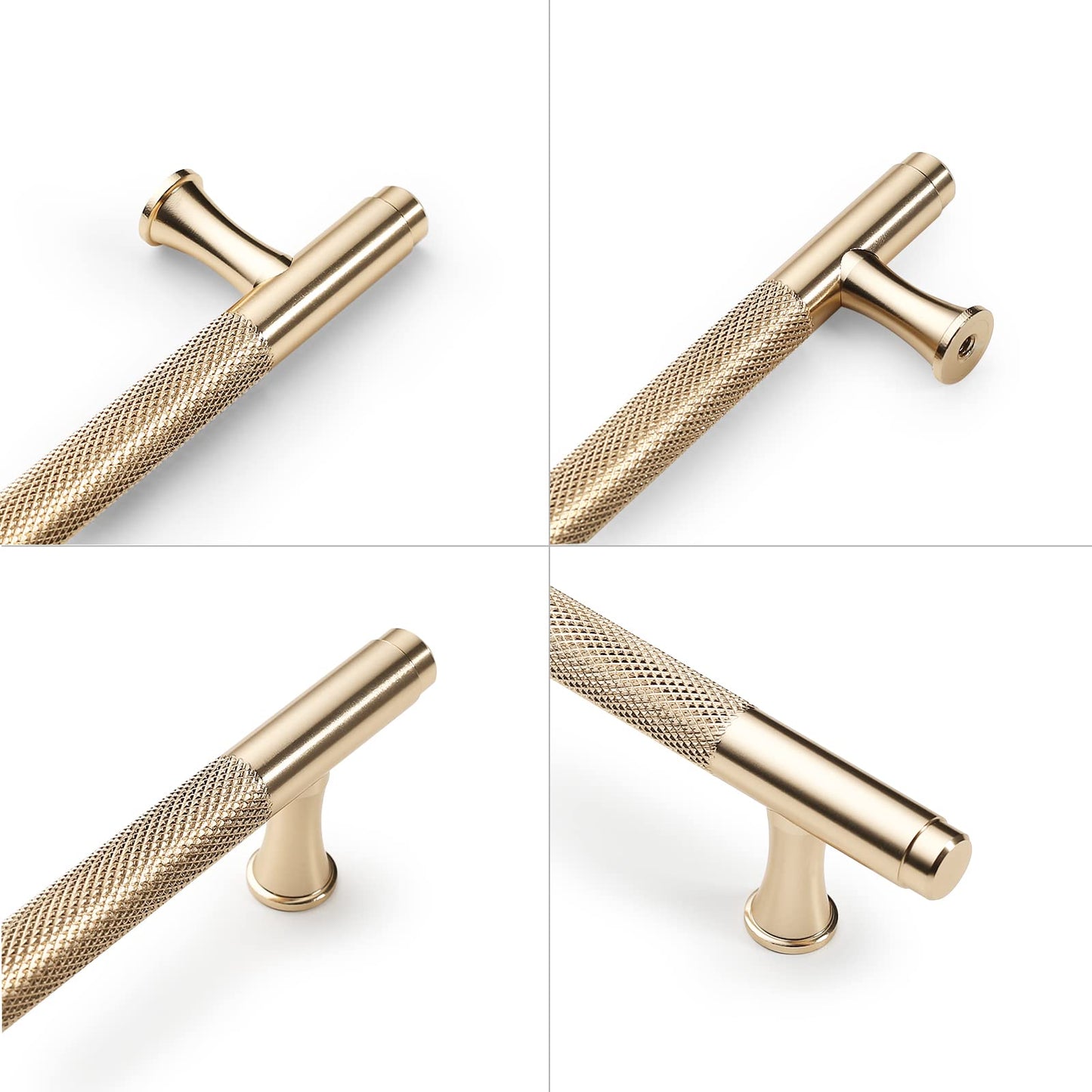 9BUILD 10 Pack 3 Inch Knurled Cabinet Pulls Gold Kitchen Cabinet Handles Kitchen Cabinet Hardware Brushed Brass Cabinet Pulls Gold Handles for Cabinets Cupboard Handles T Bar Handles