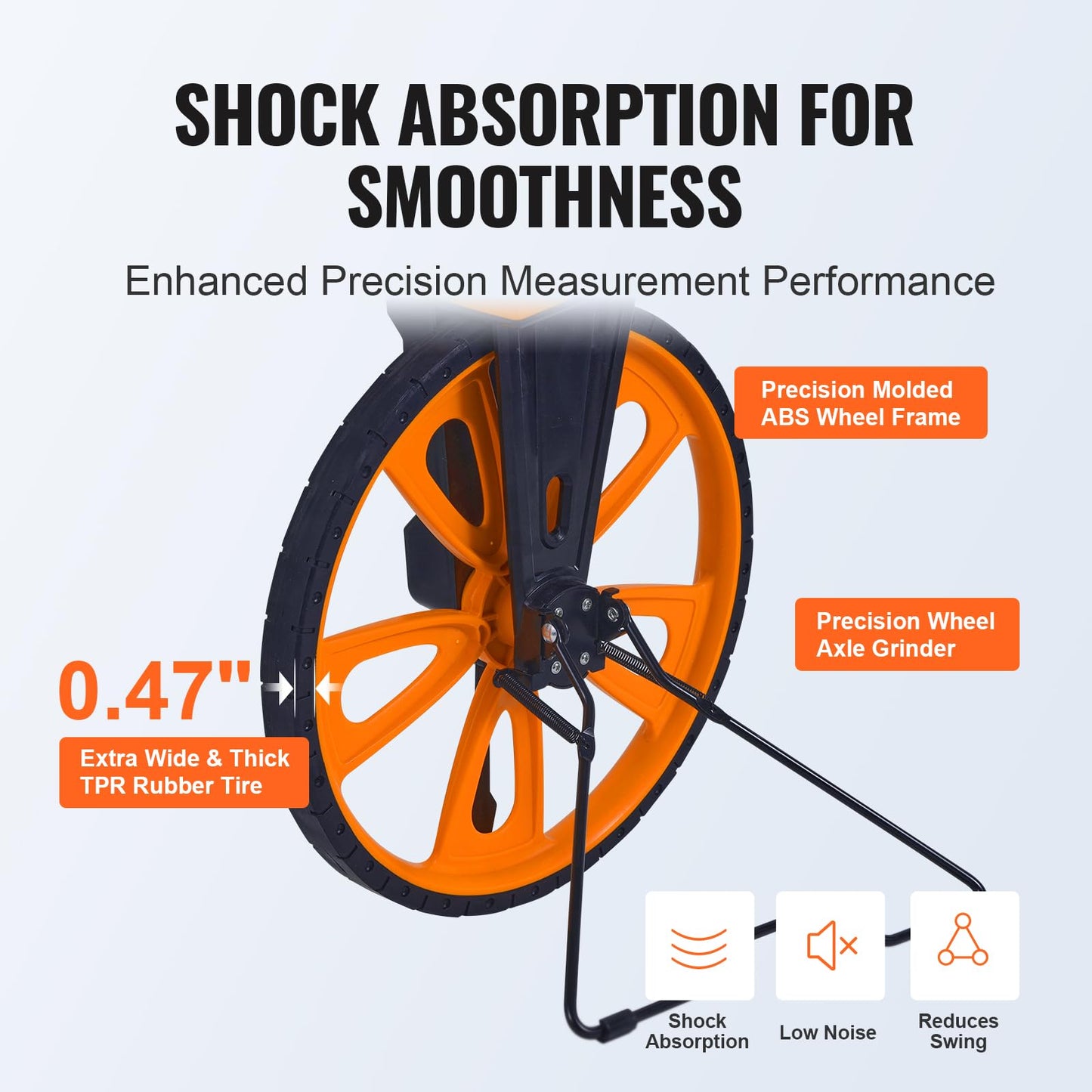 VEVOR Measuring Wheel in Inches, 12.5in Diameter Wheel, Centerline Design w/Handbrake, 39.76-20.47 in Telescoping Measure Wheel,Measurement 0-9,999m with Bag, for Lawn/Hard/Soft/Wood Road Measuring