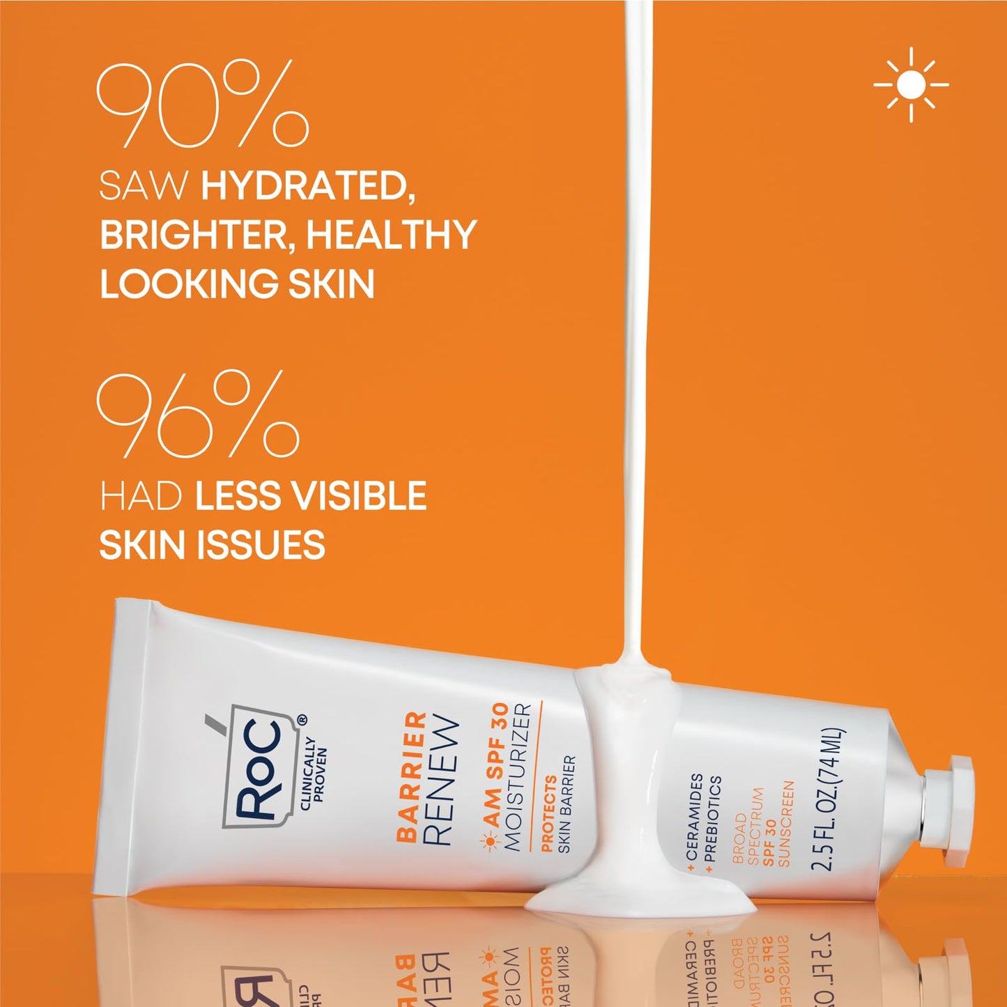 RoC Barrier Renew Day Cream with SPF 30, Moisturizer with Ceramides & Prebiotics to protect Skin Barrier, 2.5 fl oz