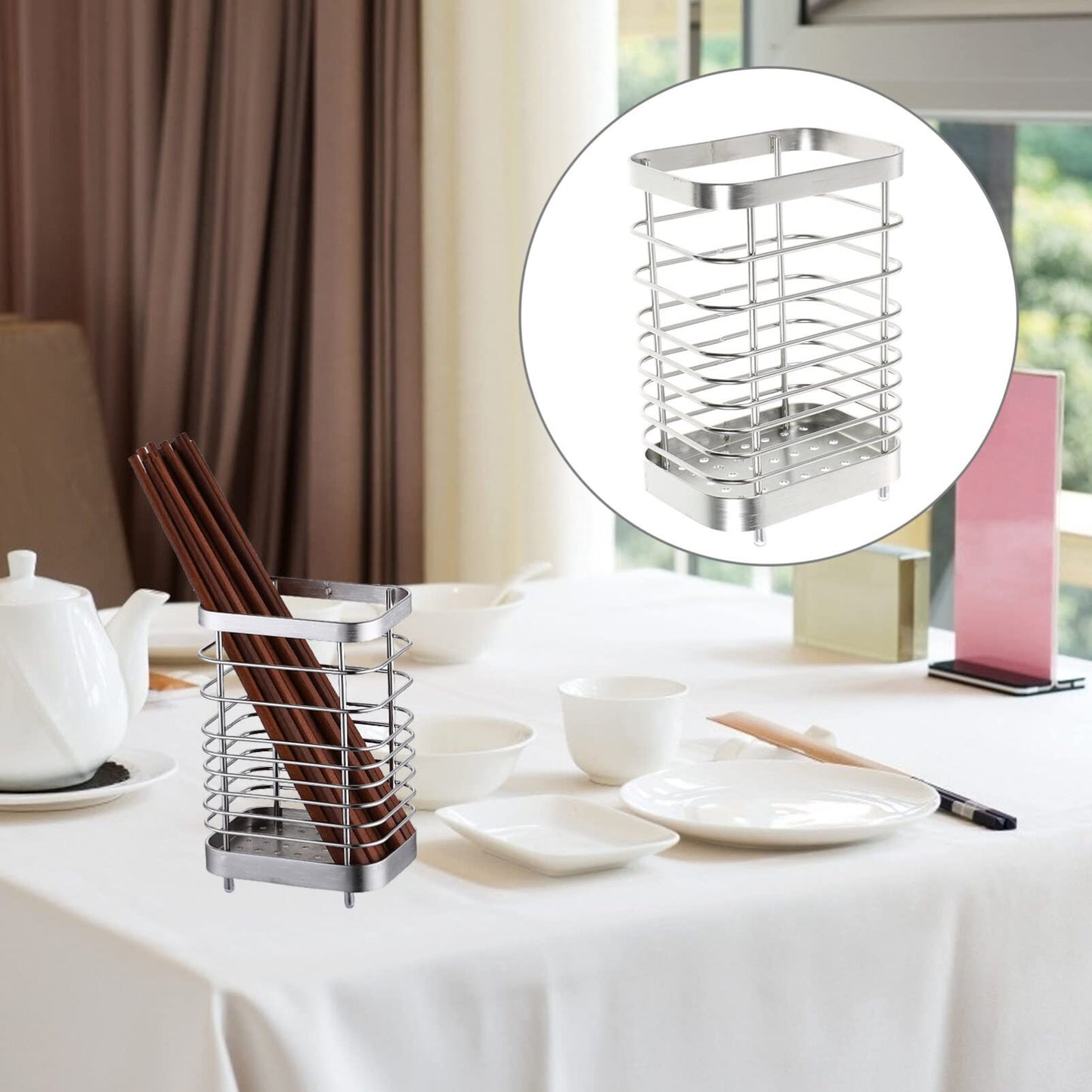 Kichvoe Kitchen Utensil Wire Utensil Holder Metal Kitchen Cooking Utensil Holder Wire Silverware Flatware Drying Rack Table Utensil Crock Organizer For Spatula Spoon Utensil Organizer