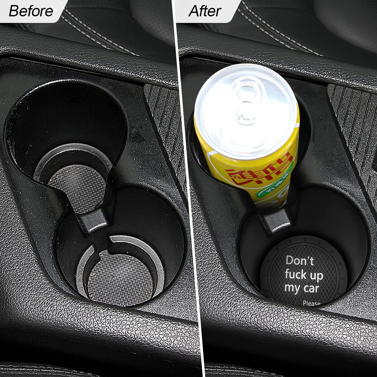 8sanlione 2 Pack Car Cup Holder Coasters, 2.75 Inch Non-Slip PVC Insert Cup Coaster, Anti-Scratch Auto Cup Mats for Women Men, Vehicle Interior Accessories Universal for Car, SUV, Truck (D Black/2PCS)