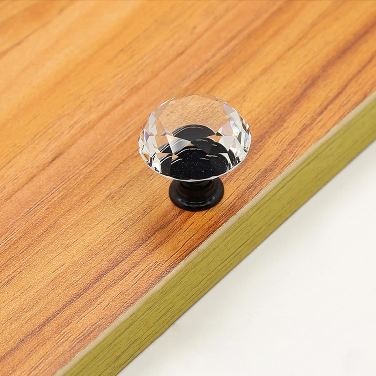 HUAMULAN 10 Pack Crystal Clear Knobs,Vintage Dresser Kitchen Cabinet Pulls Zinc Alloy Base Backplate Cupboard Wardrobe Drawer Door Handles,Black Base