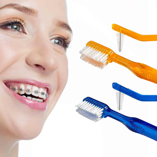 AIM DENTAL SUPPLY ADS Braces Toothbrush Soft Head V Trimmed Design 2-Pack | Quick Orthodontic Cleaning | Deep Clean Braces at Home