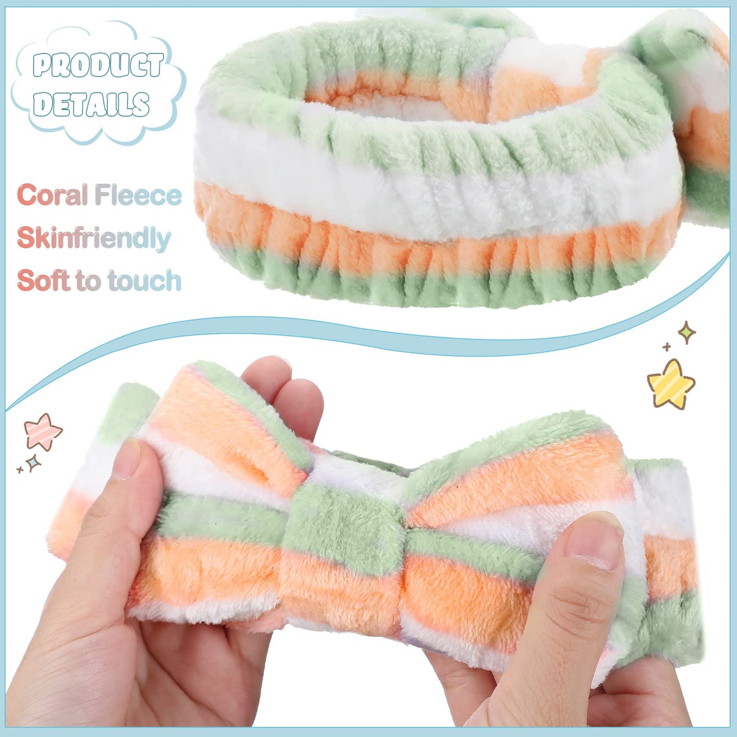 36 Pcs Spa Headband Bow Hair Band Fluffy Makeup Headband Soft Skincare Headbands Towel Headband for Washing Face Head Wraps Makeup Accessories Cosmetic Headband for Women Mask Spa Shower Gifts