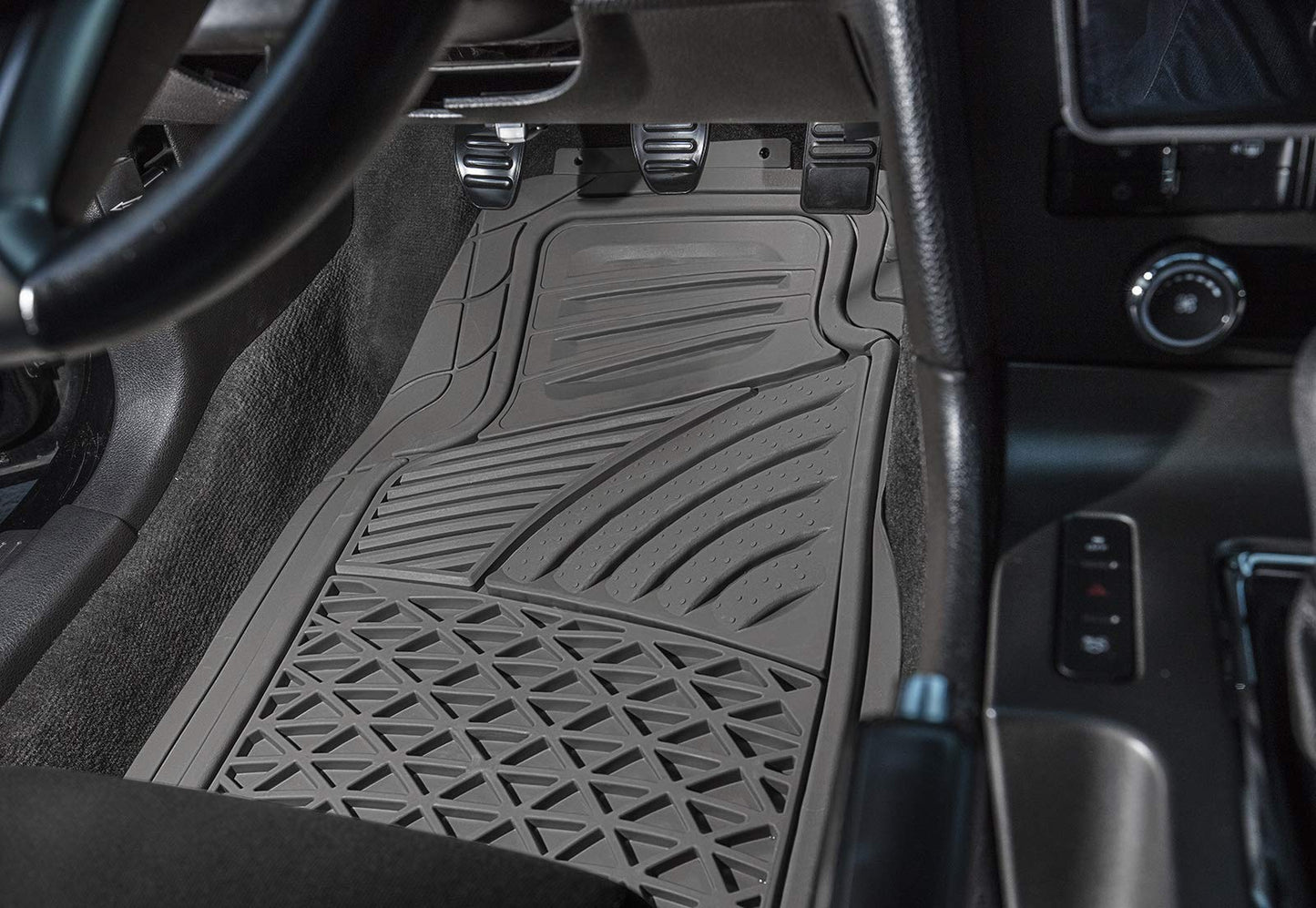 Floor Mats for Cars Trucks SUVs (4 Piece Set) All Weather Heavy Duty Rubber Car Accessories Best for Auto Truck SUV Van Waterproof Interior Automobiles Liners Covers - Gray Semi Custom Tactical Mat