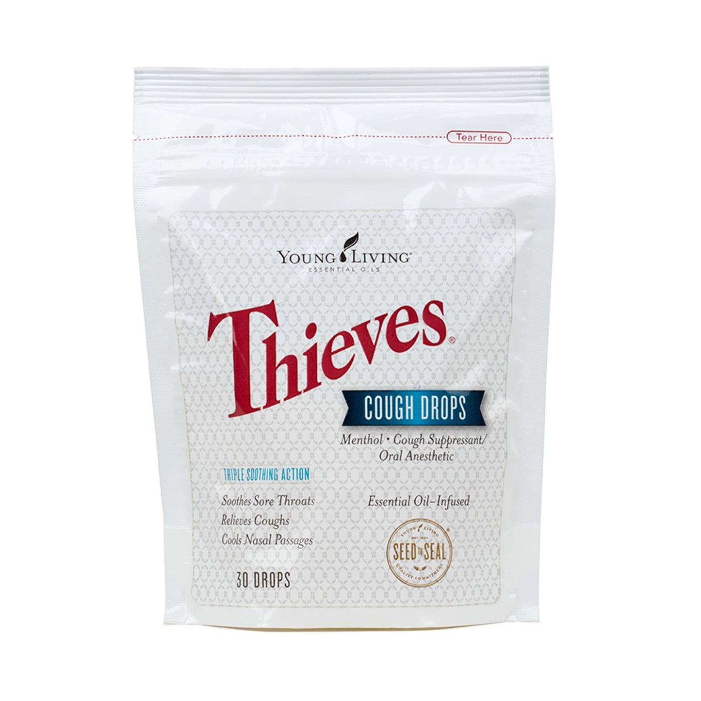 Thieves Essential Oil-Infused Cough Drops - Soothing Relief for Coughs & Sore Throats with Young Living's Signature Blend - Natural Ingredients, Minty-Spicy-Sweet Taste