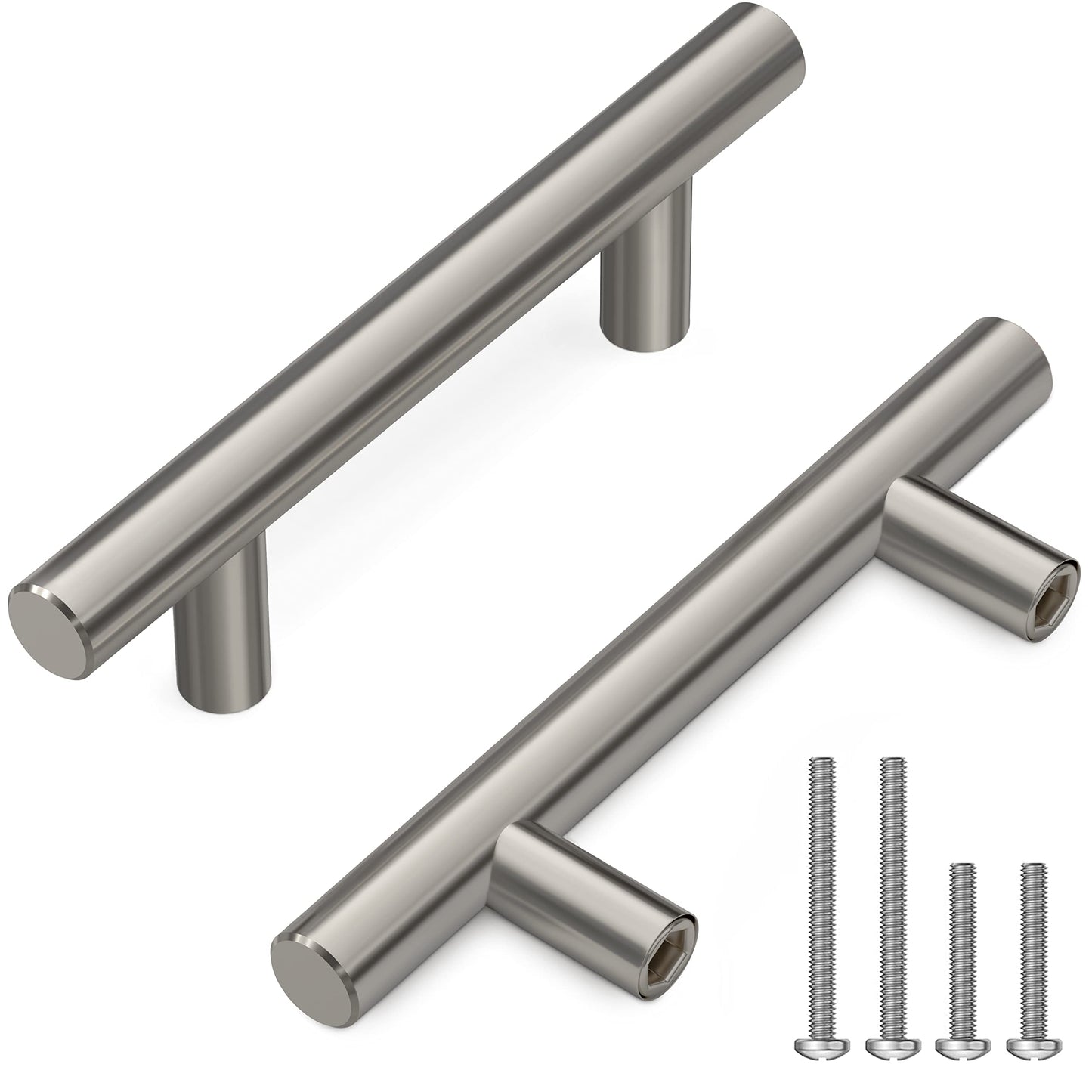 SAYONEYES 10 Pack 5 Inch Brushed Nickel Cabinet Pulls - Premium Quality Stainless Steel Kitchen Cabinet Handles - Pull Handles for Cabinets and Drawers - Drawer Pulls 3 Inch Hole Center