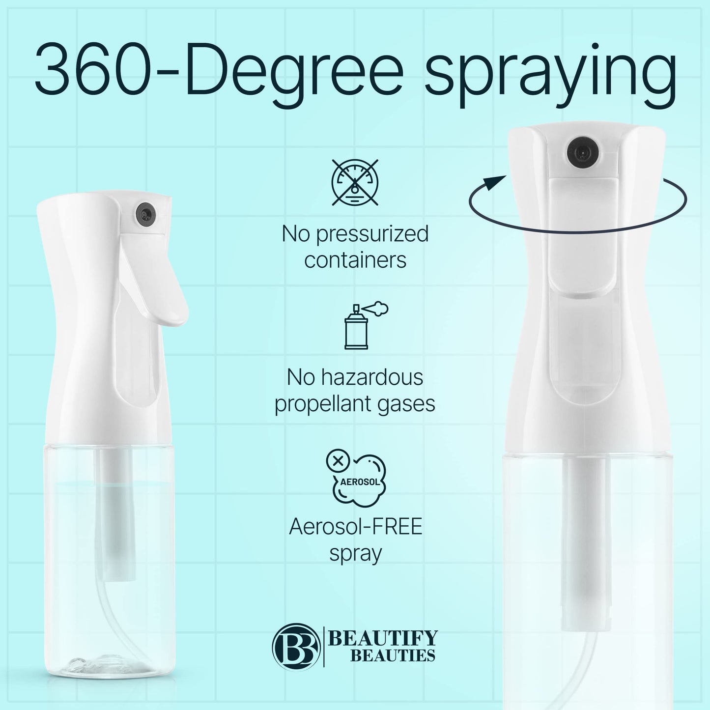 BeautifyBeauties Hair Spray Bottle – Ultra Fine Continuous Water Mister for Hairstyling, Cleaning, Plants, Misting & Skin Care (6.76 Ounce)