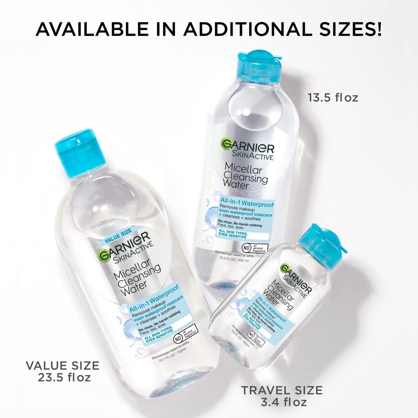 Garnier SkinActive Micellar Water For Waterproof Makeup, Facial Cleanser & Makeup Remover, 13.5 Fl Oz (400mL), 1 Count (Packaging May Vary)