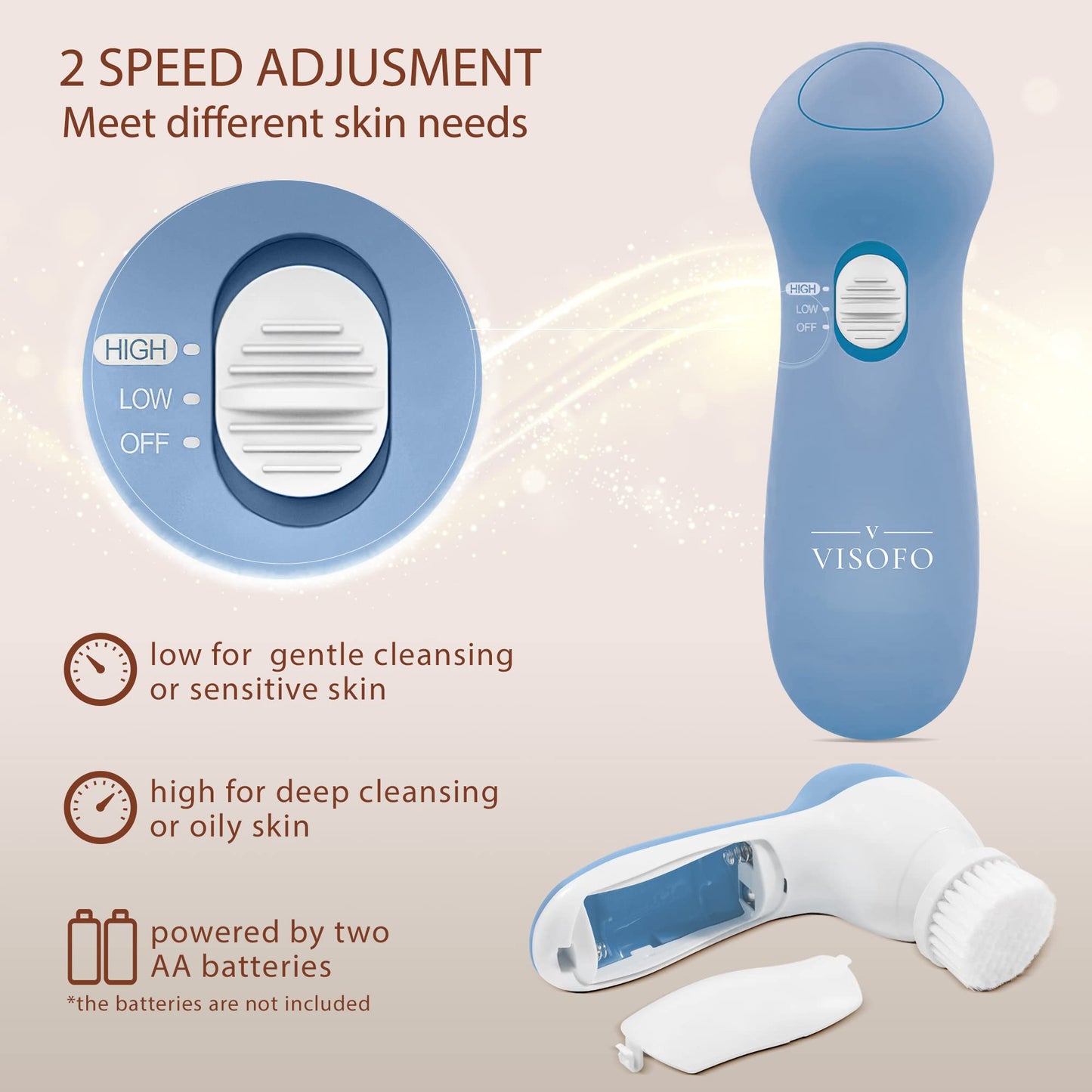 Face Scrubber | Facial Cleansing Brush Exfoliator Skin Care Beauty Products Powered Electric Wash Exfoliating Skincare Women Spin Cleanser Tools Cleaning Scrub Washer Self Care (Topaz)