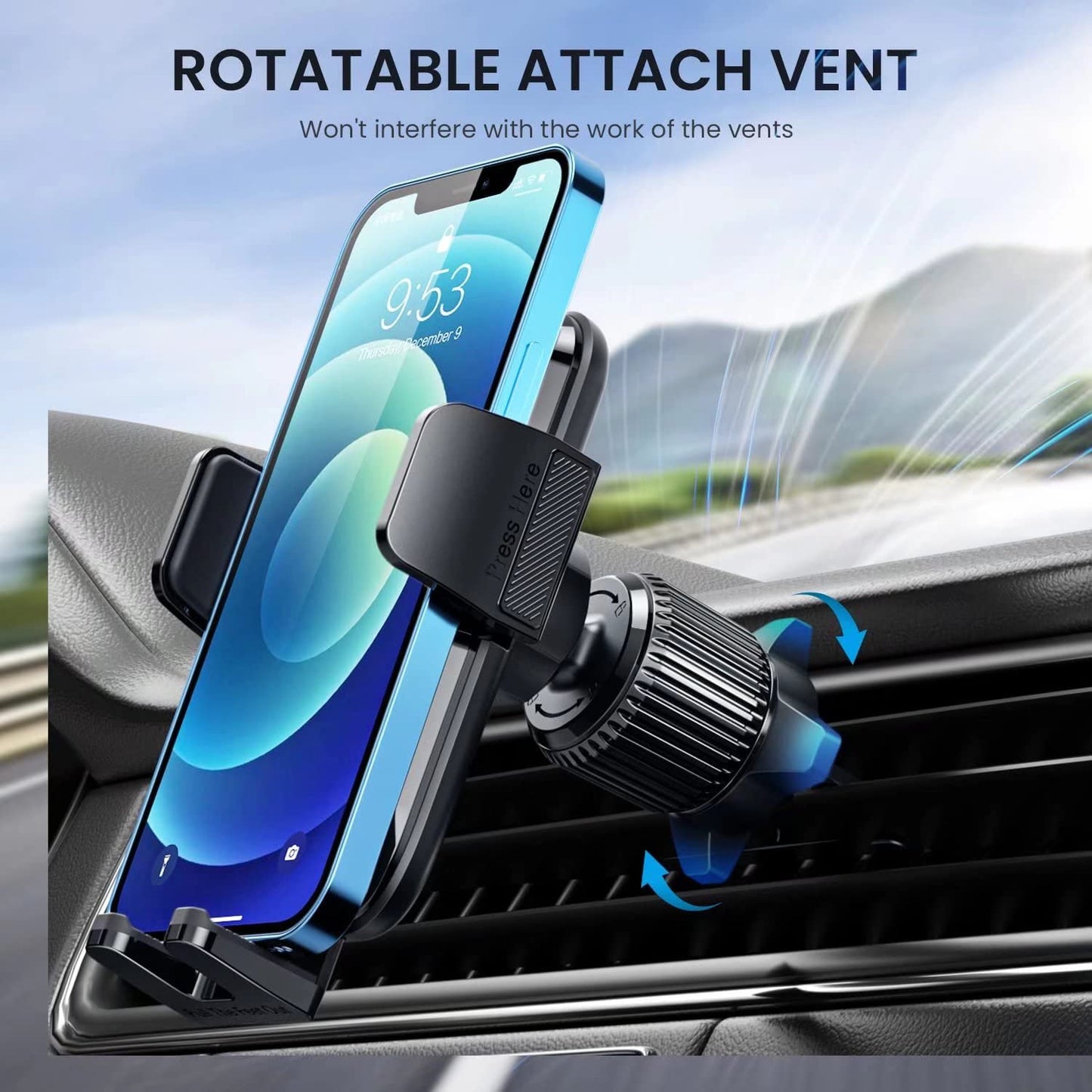 Qifutan Phone Mount for Car Vent [Upgraded Metal Clip] Hands Free Cradle in Vehicle Holder Fit for Smartphone, iPhone, Cell Phone Automobile Cradles Universal