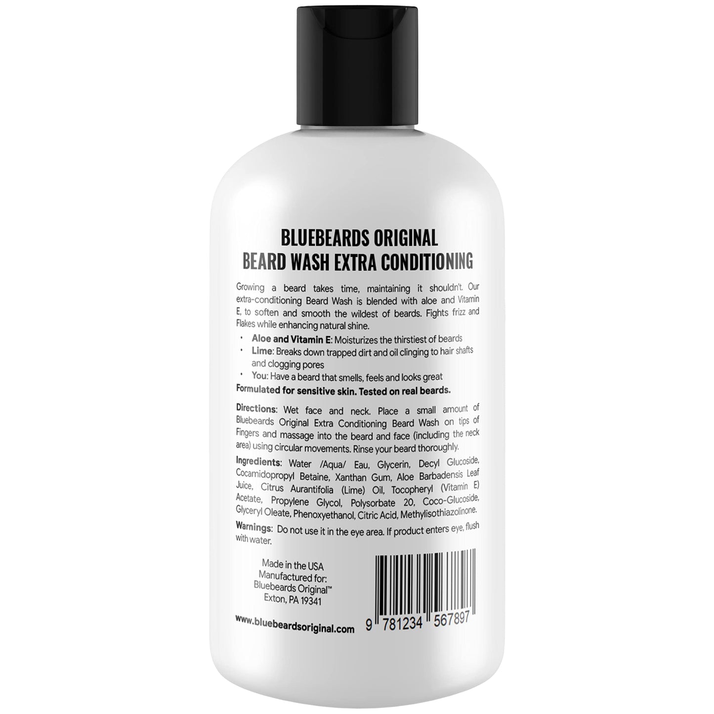 Bluebeards Original Beard Wash and Conditioner for Men, 8.5 oz. - Natural Beard Wash and Beard Moisturizer, with Aloe & Lime - Deeply Cleans, Softens, and Conditions Your Beard and Skin - Made in USA