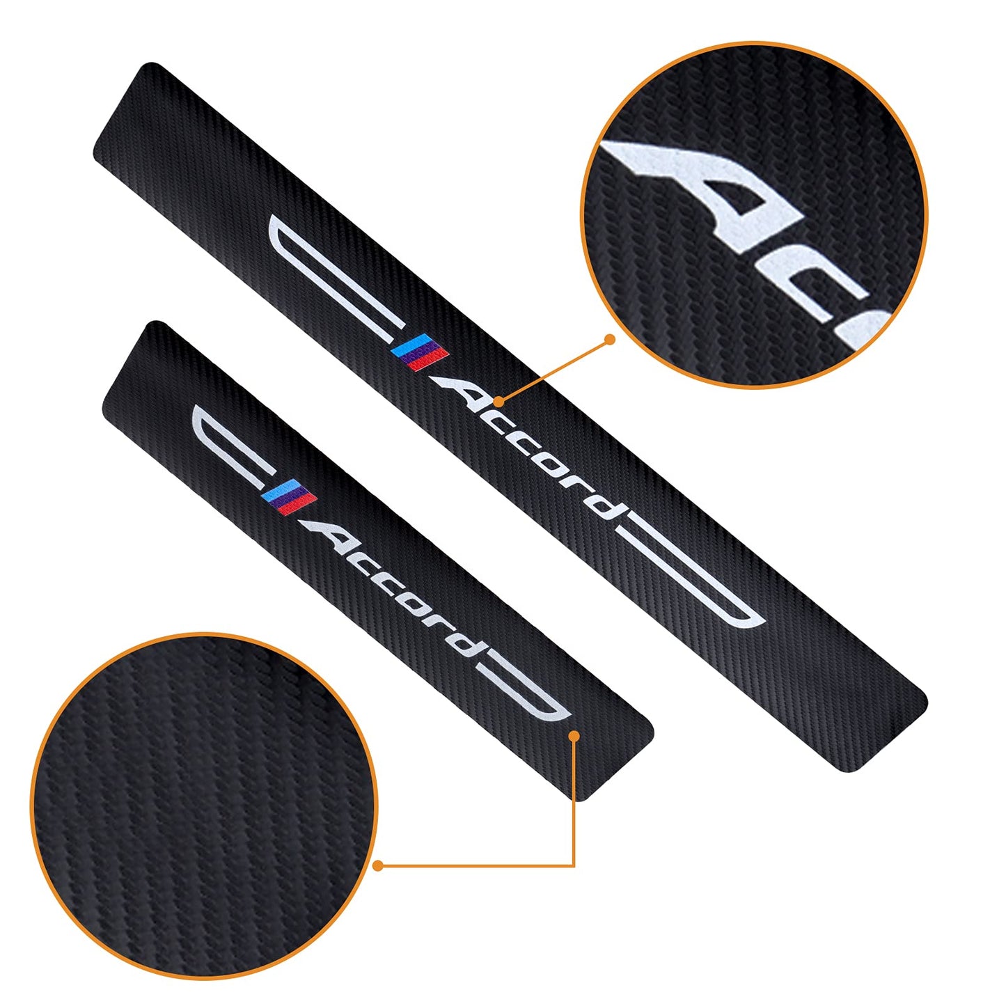 Cotree 4PCS Carbon Fiber Textured Leather Car Door Sill Protector Compatible with Honda Accord, Car Door Threshold Protector, Car Door Sill Decoration Scuff Plate Fit for Honda Accord Accessories