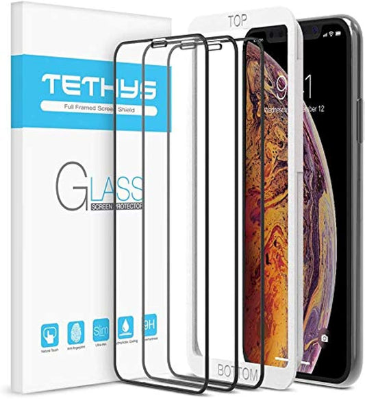 TETHYS Glass Screen Protector Designed for iPhone 11 / iPhone XR / iPhone 12 / iPhone 12 Pro [Edge To Edge] Full Coverage Tempered Glass Compatible iPhone 12/12Pro/11/Xr 6.1"[Guidance Frame], 3 Pack