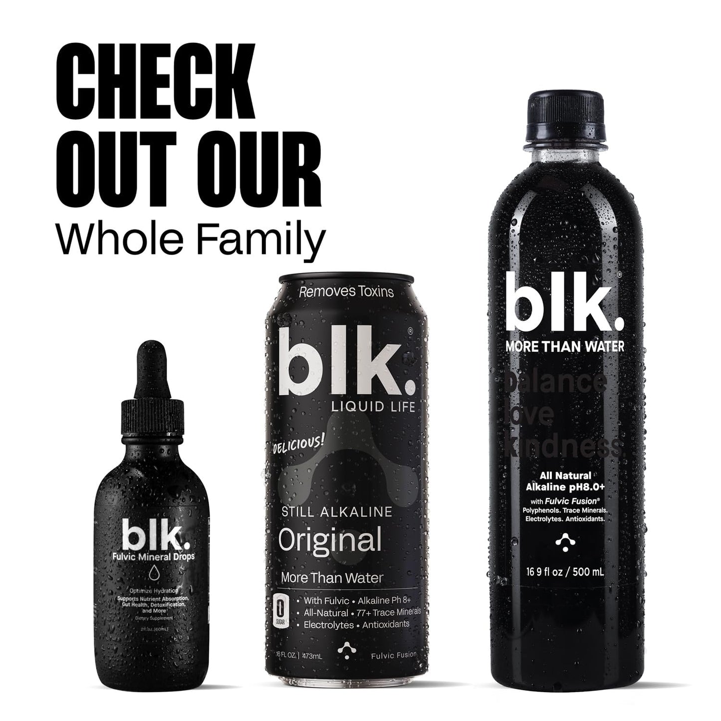 blk. Mineral Drops, 2oz., Alkaline Water Drops with Concentrated Fulvic Minerals, Bioavailable Fulvic & Humic Acid Extract, Trace Minerals, Electrolytes to Hydrate, Repair & Restore Cells