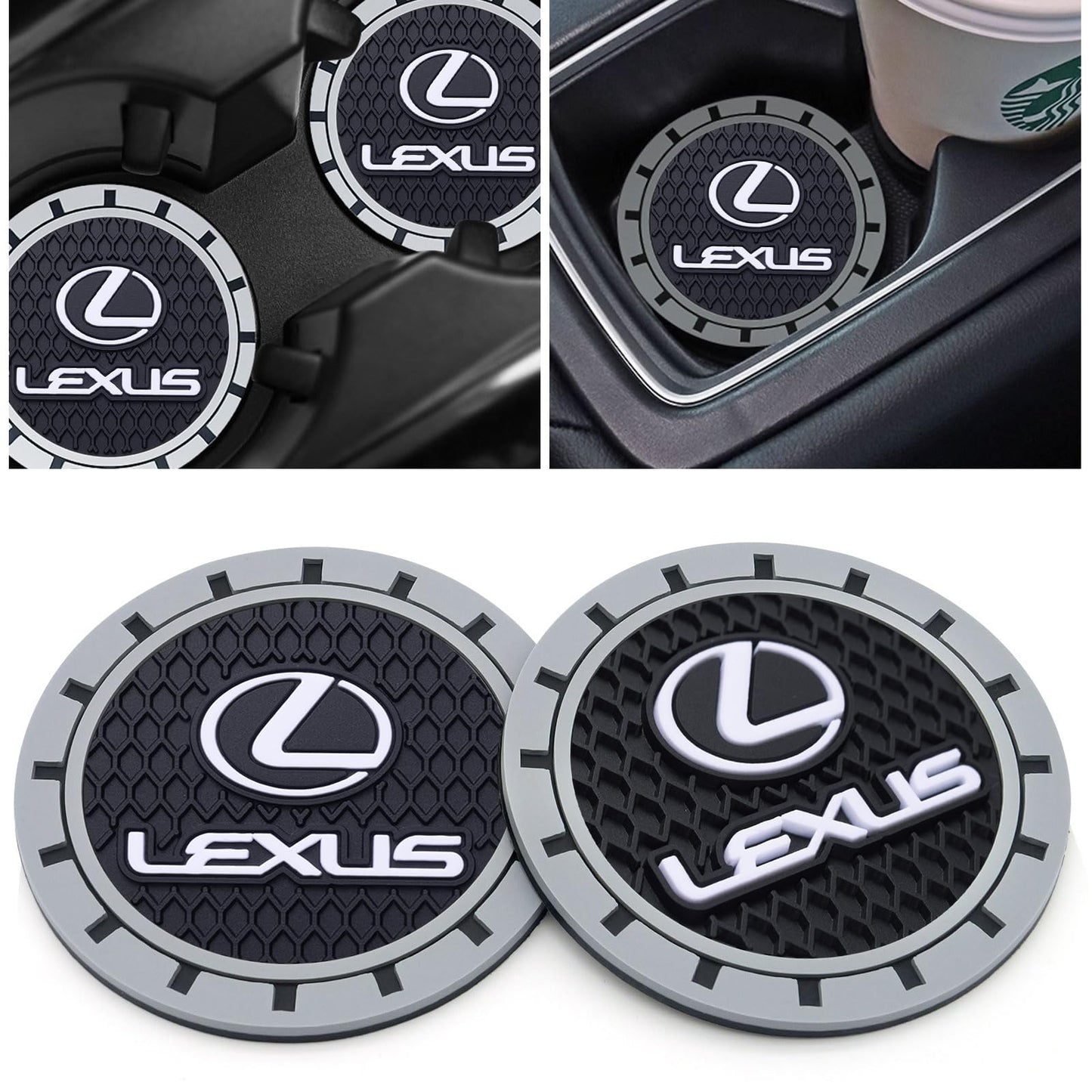 MUZOKE Car Cup Holder Coaster for Lexus RX ES GS LS NX RS GX LX RC LC RX350 is250 GX460 Anti Slip CupHolder Coaster Interior Accessories,Black