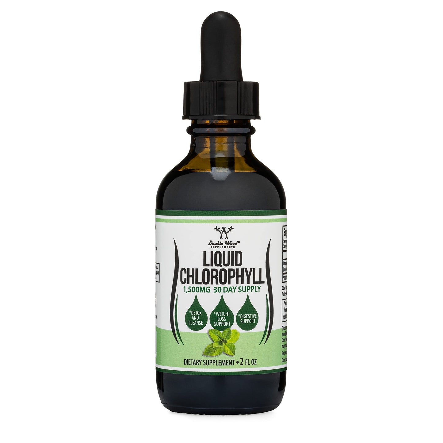 Chlorophyll Liquid Drops - Peppermint Flavored, Natural and Vegan Safe (Rich, Full Texture and Taste, Not Watered Down) for Skin Health, and Immune Function (Líquidas de Clorofila) by Double Wood