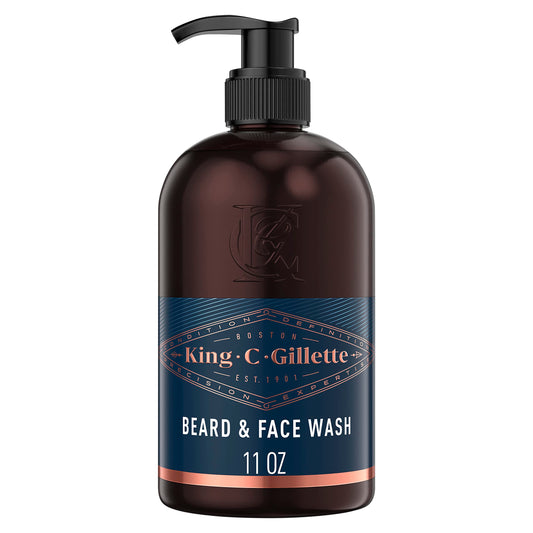 King C. Gillette Beard Wash, Mens Face Wash, 11 oz, Infused with Argan Oil and Avocado Oil to Cleanse Hair and Skin