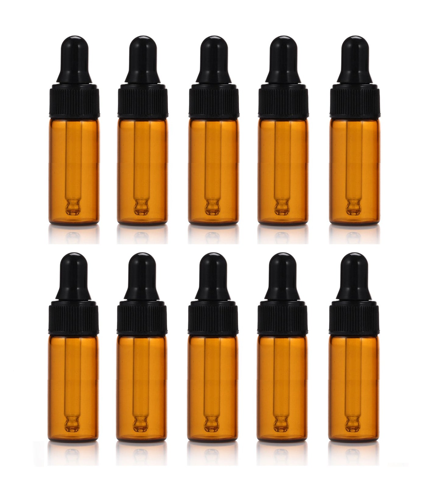 Simple-e 10pcs 5ml 1/6oz Amber Mini Glass Bottle Amber Sample Vial Small Essential Oil Bottle with Glass Eye Dropper + 1pc Glass Clean Cloth + 1pc 3ml dropper (10)