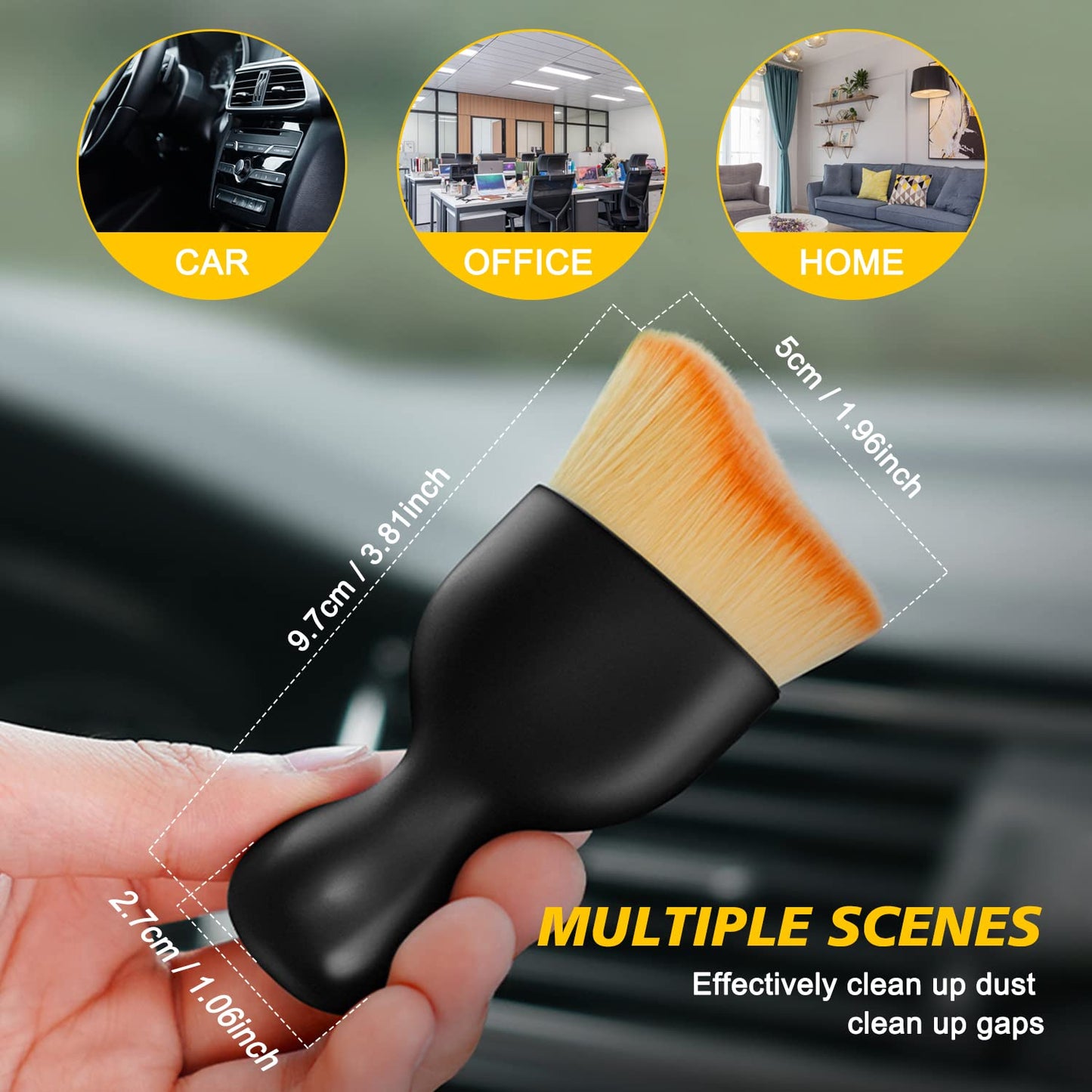 Ouzorp Car Interior Dust Brush, Car Detailing Brush, Soft Bristles Detailing Brush Dusting Tool for Automotive Dashboard, Air Conditioner Vents, Leather, Computer,Scratch Free