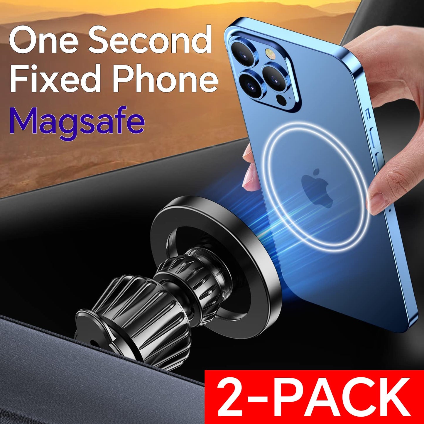 【2-PACK】for iPhone MagSafe Car Mount Vent【Strongest Magnets】 Magnetic Phone Holder for Car air Vent【360° Adjustable】MagSafe Accessories for iPhone 14 Pro Max 13 12 Pro Plus & MagSafe Case & All Phones