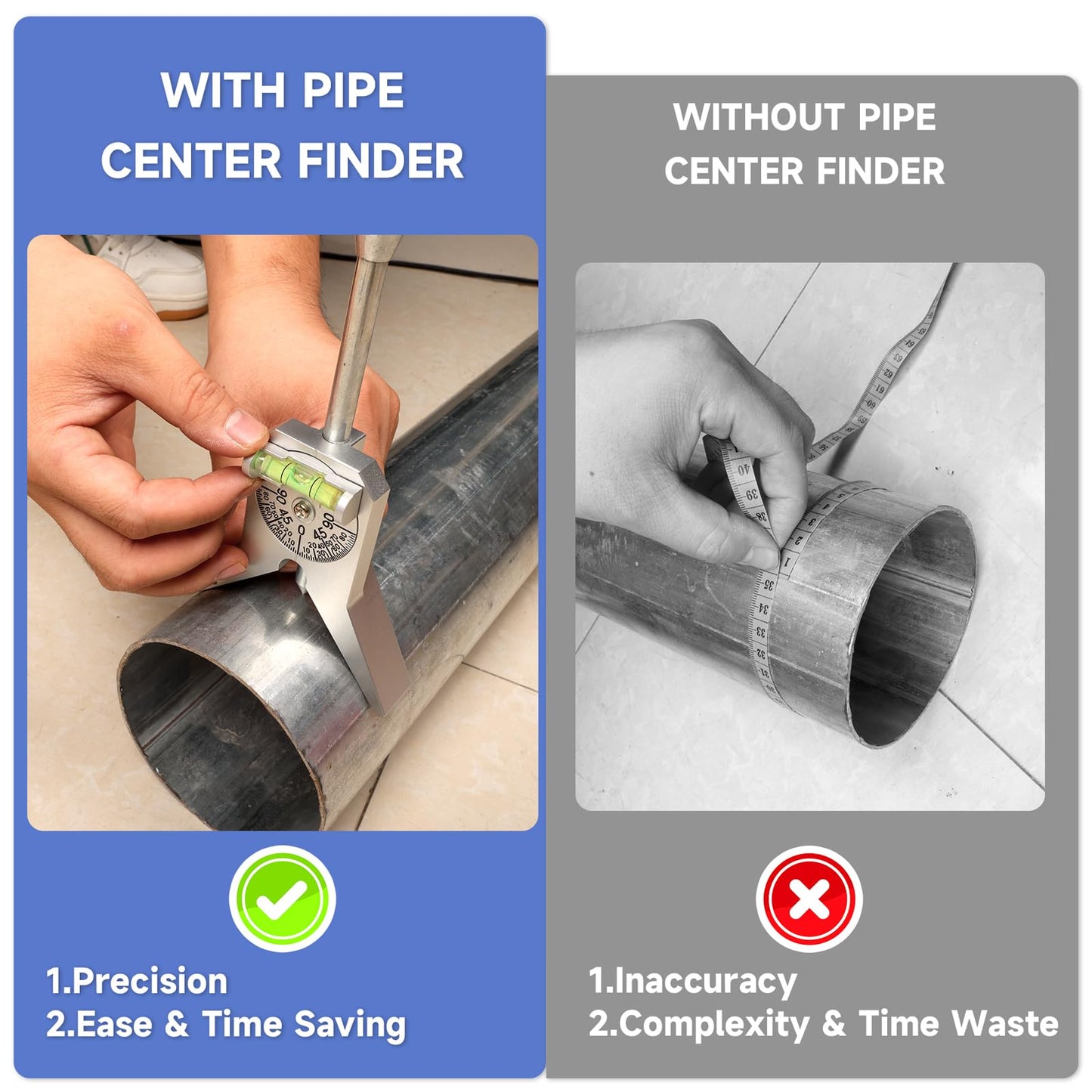 SIOKUY Premium Pipe Center Finder - Essential Center Finder Tool for Pipefitters - Measures 0.5" & Up, with 4" Y-Type Base & Dial Bubble.