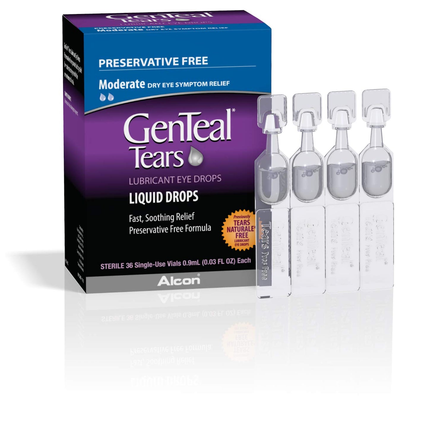 GenTeal Tears Lubricant Eye Drops, Moderate Liquid Drops, SingleUse Vials,1 pack of 36 ct , 0.03 Fl Oz