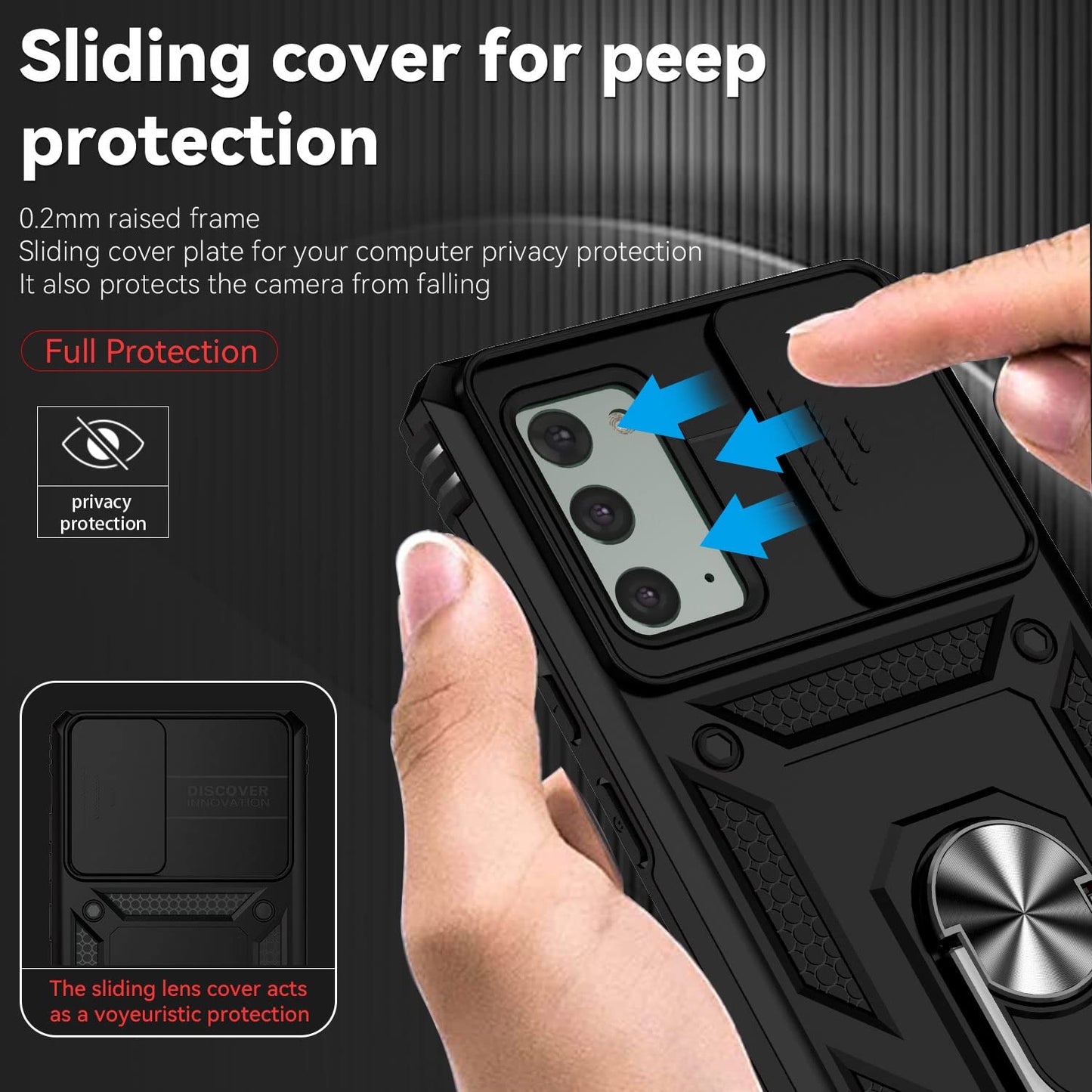 IYTRRYH for Samsung Galaxy Note 20 Case with Tempered Glass Screen Protector with Magnetic Car Kickstand Ring &Camera Cover Shockproof Military Grade Drop Heavy Duty Protection Men Galaxy Note20 Black