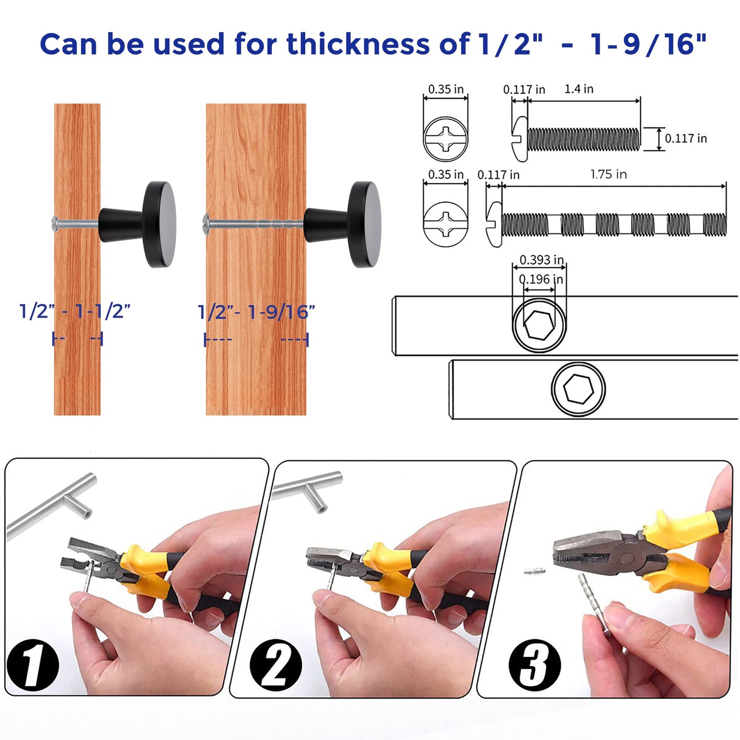 Ravinte 10 Pack 1-1/4 Inch Drawer Knobs Dresser Cabinet Hardware Solid Matte Black Single Hole Kitchen Cabinet Knobs Drawer Pulls Cabinet Door Knobs Dresser Knobs for Dresser Drawers