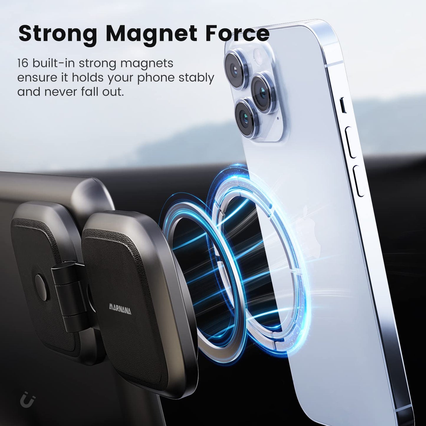 Marnana Phone Mount for Tesla Model 3 Model Y, Strong Magnetic Designed for MagSafe Car Mount Phone Holder for Tesla Screen Monitor, Invisible Foldaway Tesla Accessories for iPhone 12/13/14 Series…