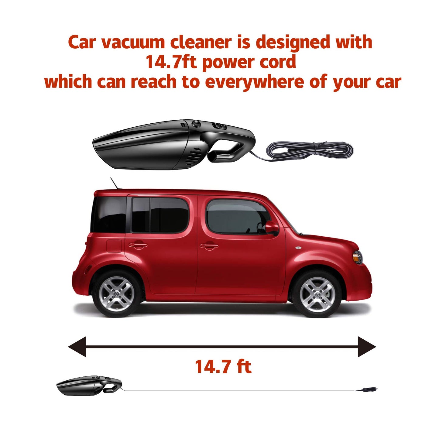 JUSTTOP Portable Car Vacuum Cleaner High Power 120W/5000Pa Corded Handheld Auto Accessories Kit for Detailing and Cleaning Car Interior