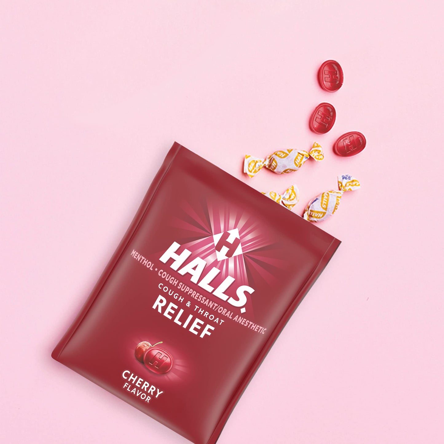 Halls Relief Cherry Cough Drops, Value Pack, 140 Drops