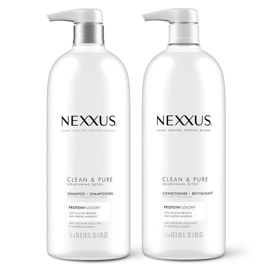 Nexxus Clean and Pure Clarifying Shampoo and Conditioner With ProteinFusion, 2-Pack for Nourished Hair Paraben Free Salon Shampoo 33.8 oz