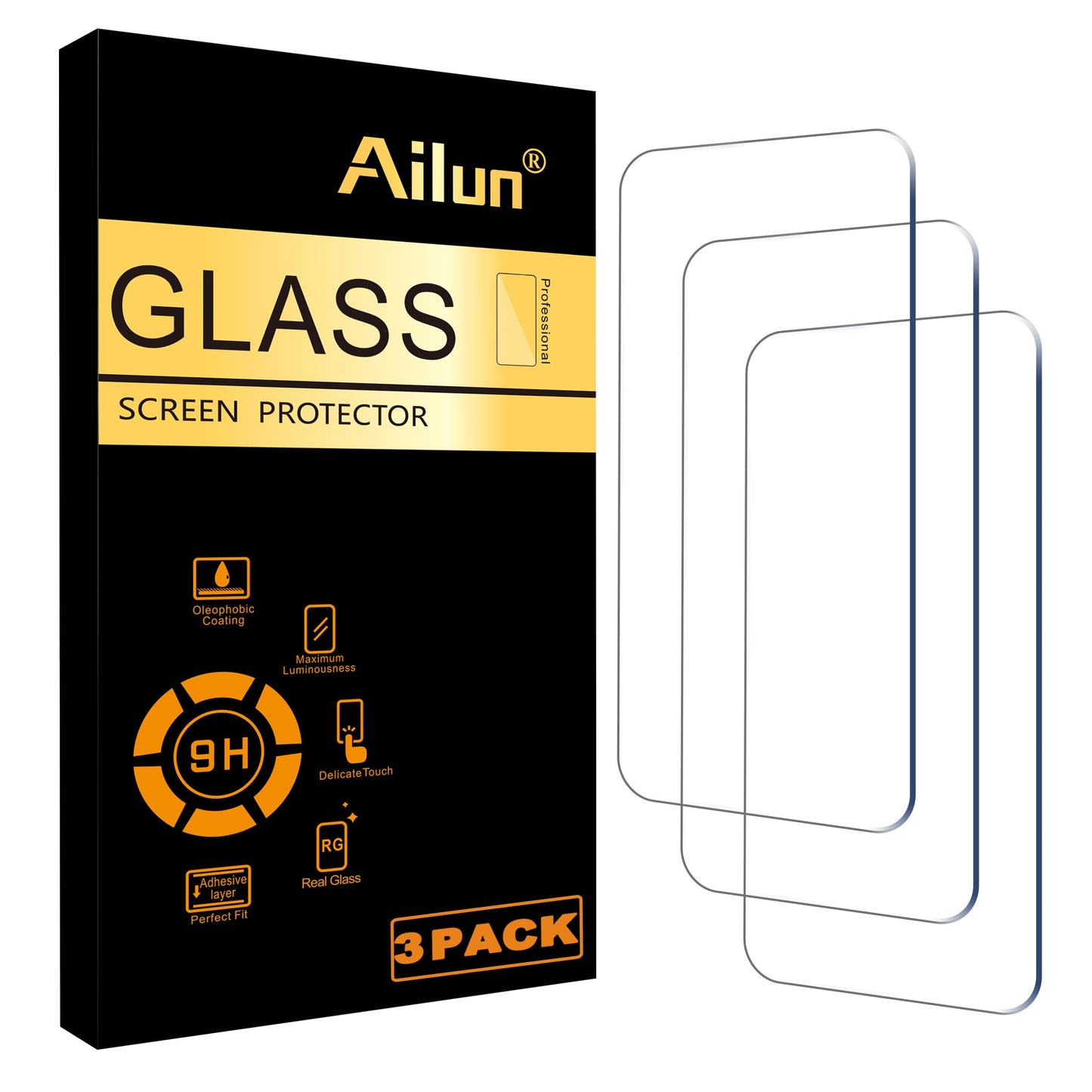 Ailun Glass Screen Protector for iPhone 15 Plus/15 Pro Max [6.7 Inch] Display 3 Pack Tempered Glass, Sensor Protection, Dynamic Island Compatible, Case Friendly